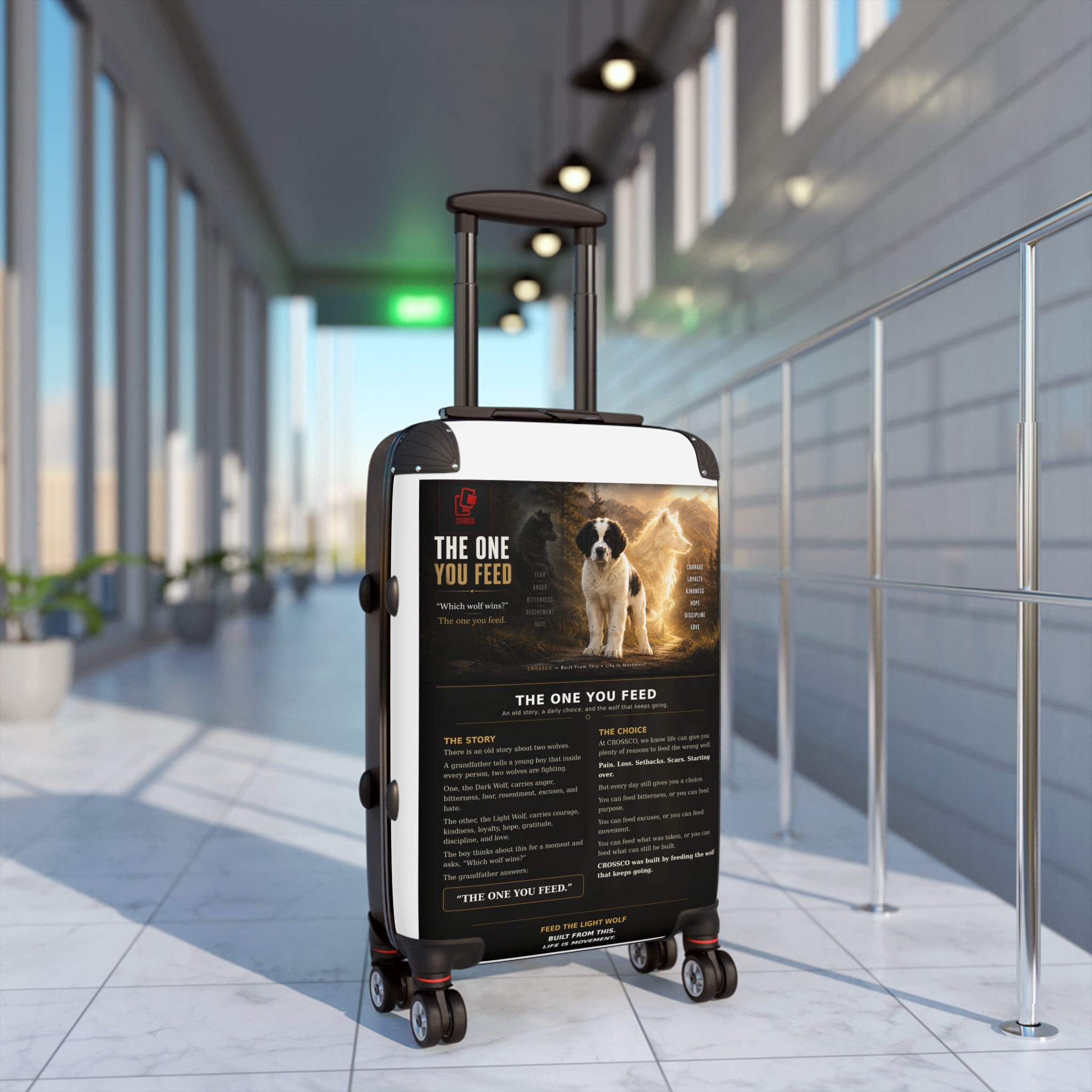 CrossCo “The One You Feed” Rolling Suitcase