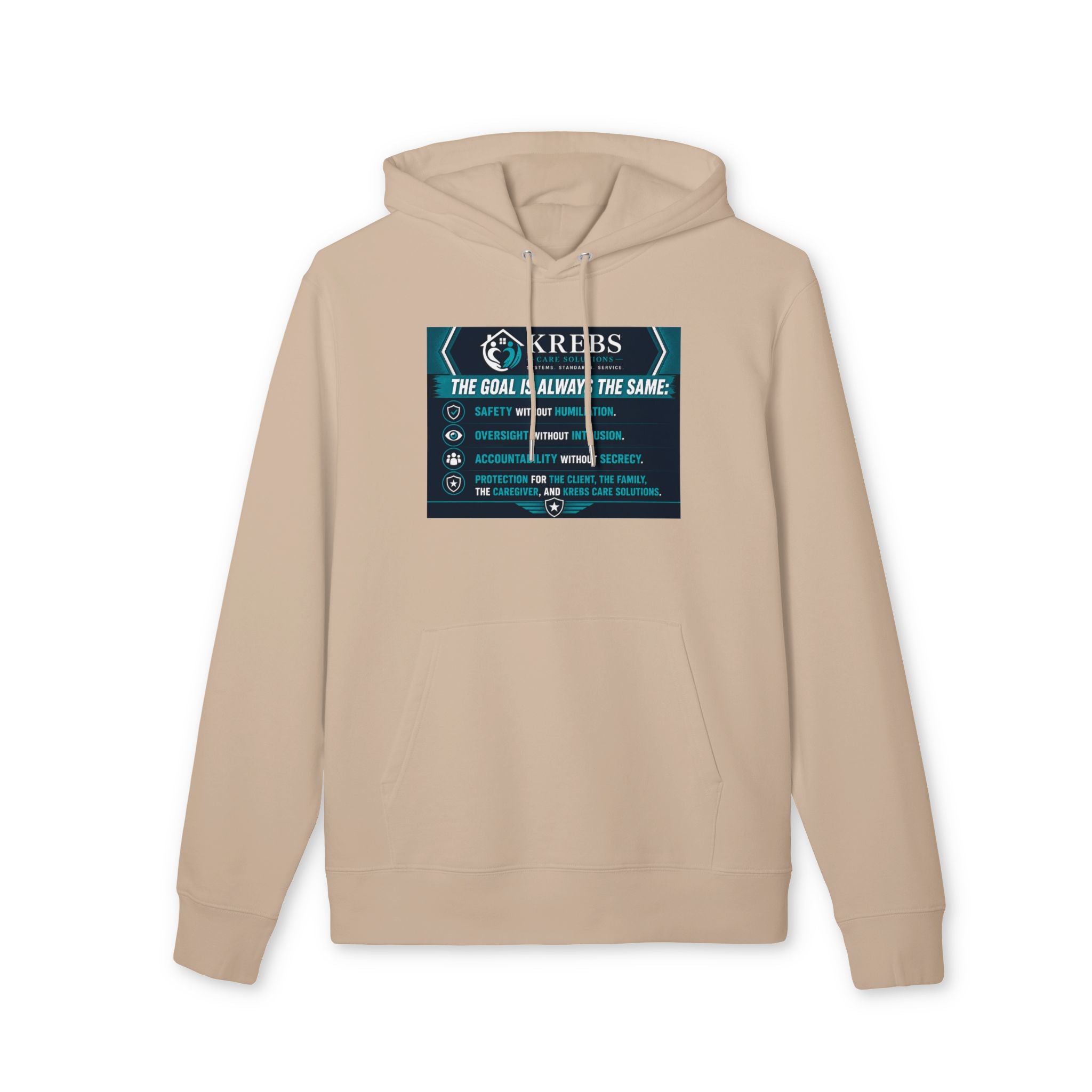 Krebs Care Solutions Goal Hoodie — “The Goal Is Always the Same” Graphic Pullover
