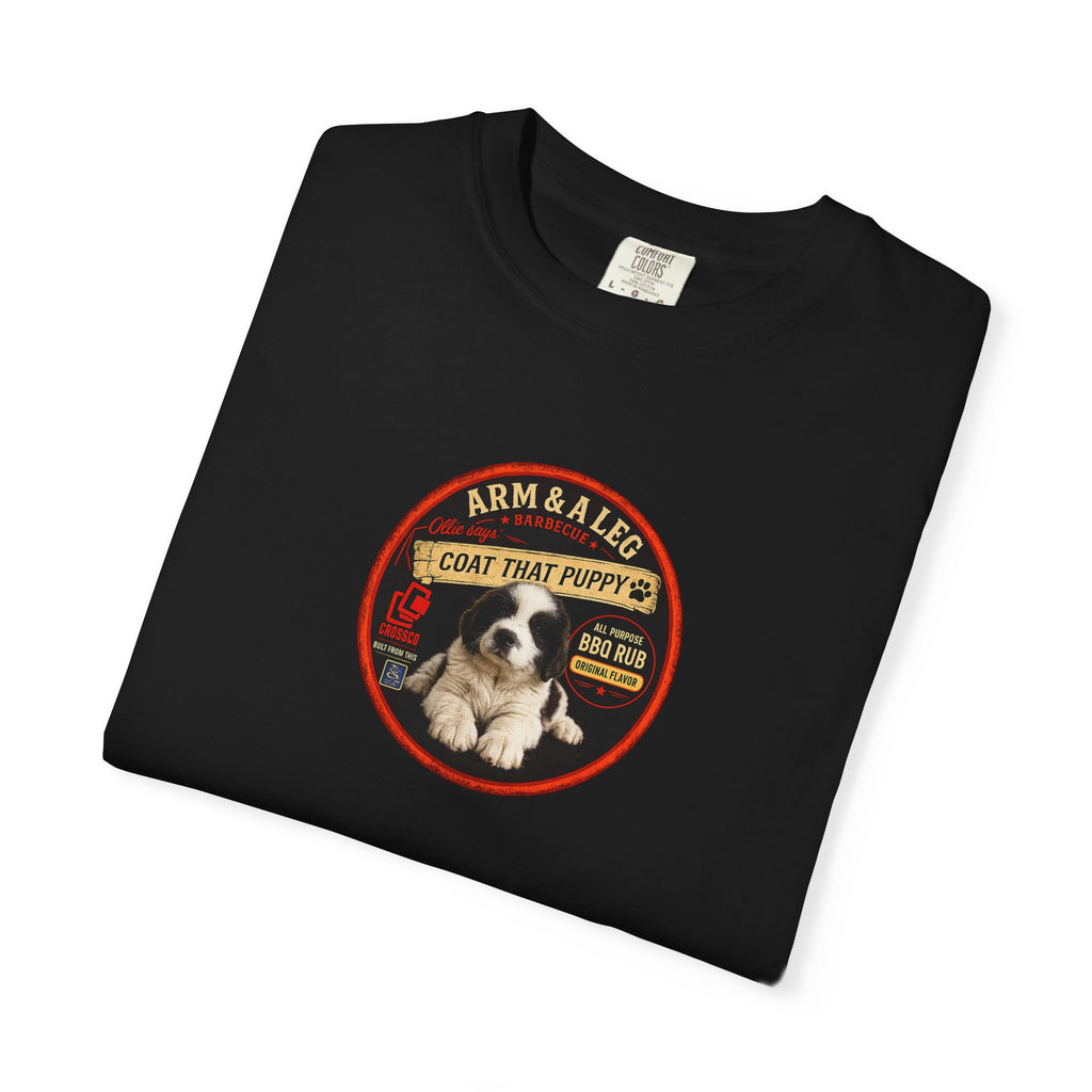 Arm & A Leg BBQ T-Shirt – “Coat That Puppy” Ollie Landseer Newfoundland Tee