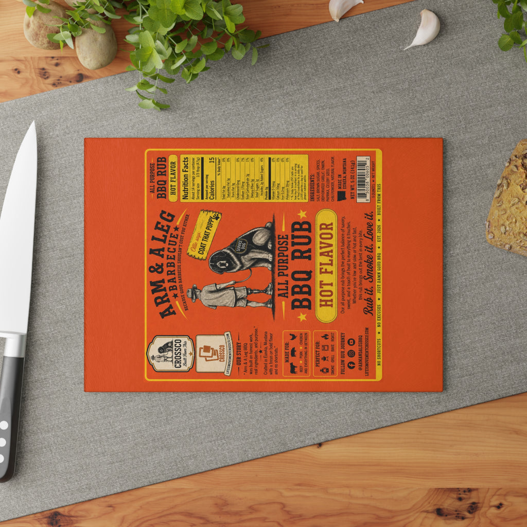 Arm & A Leg Barbecue Hot Flavor Glass Cutting Board