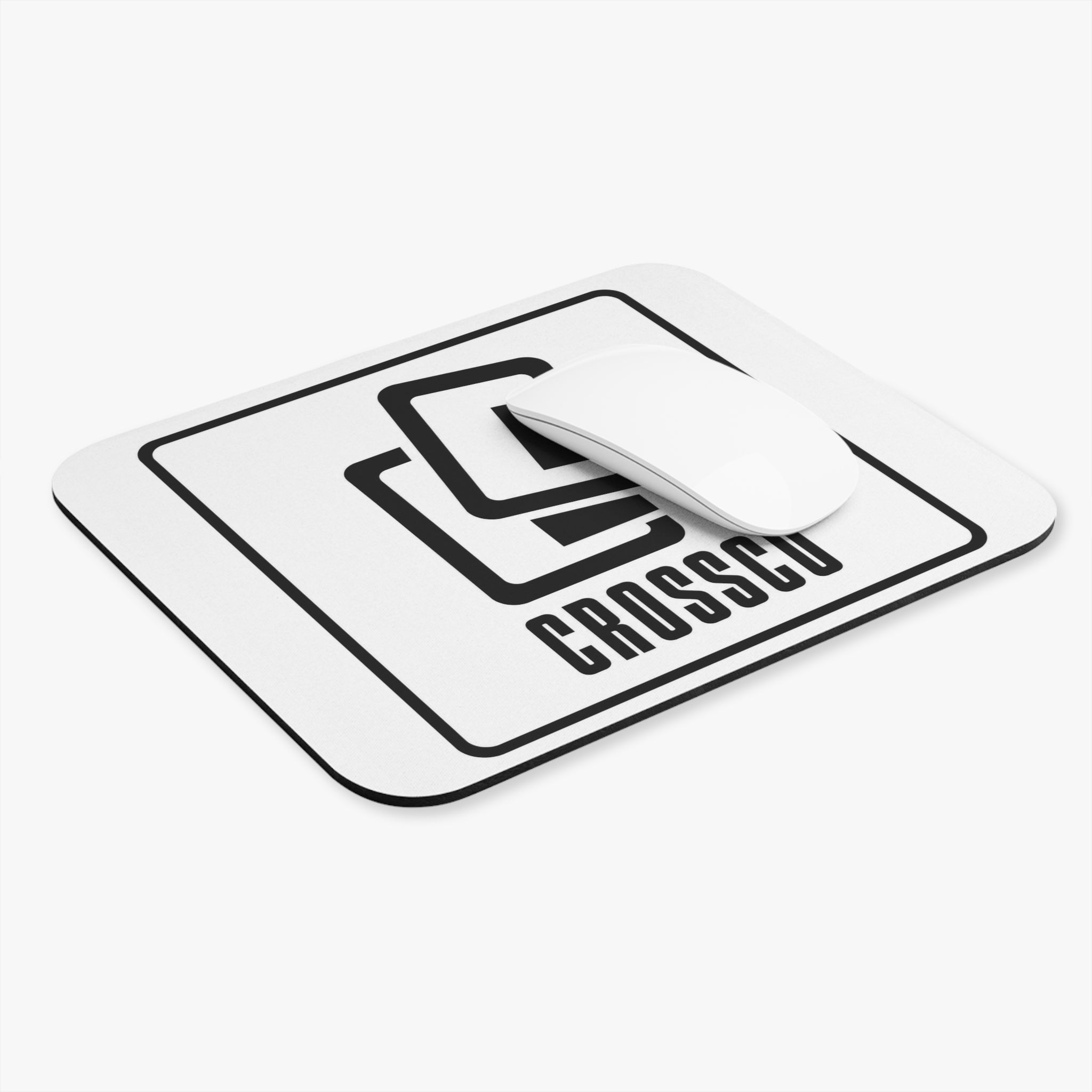 Crossco Logo Mouse Pad — Minimalist Black & White Rectangular Desk Pad
