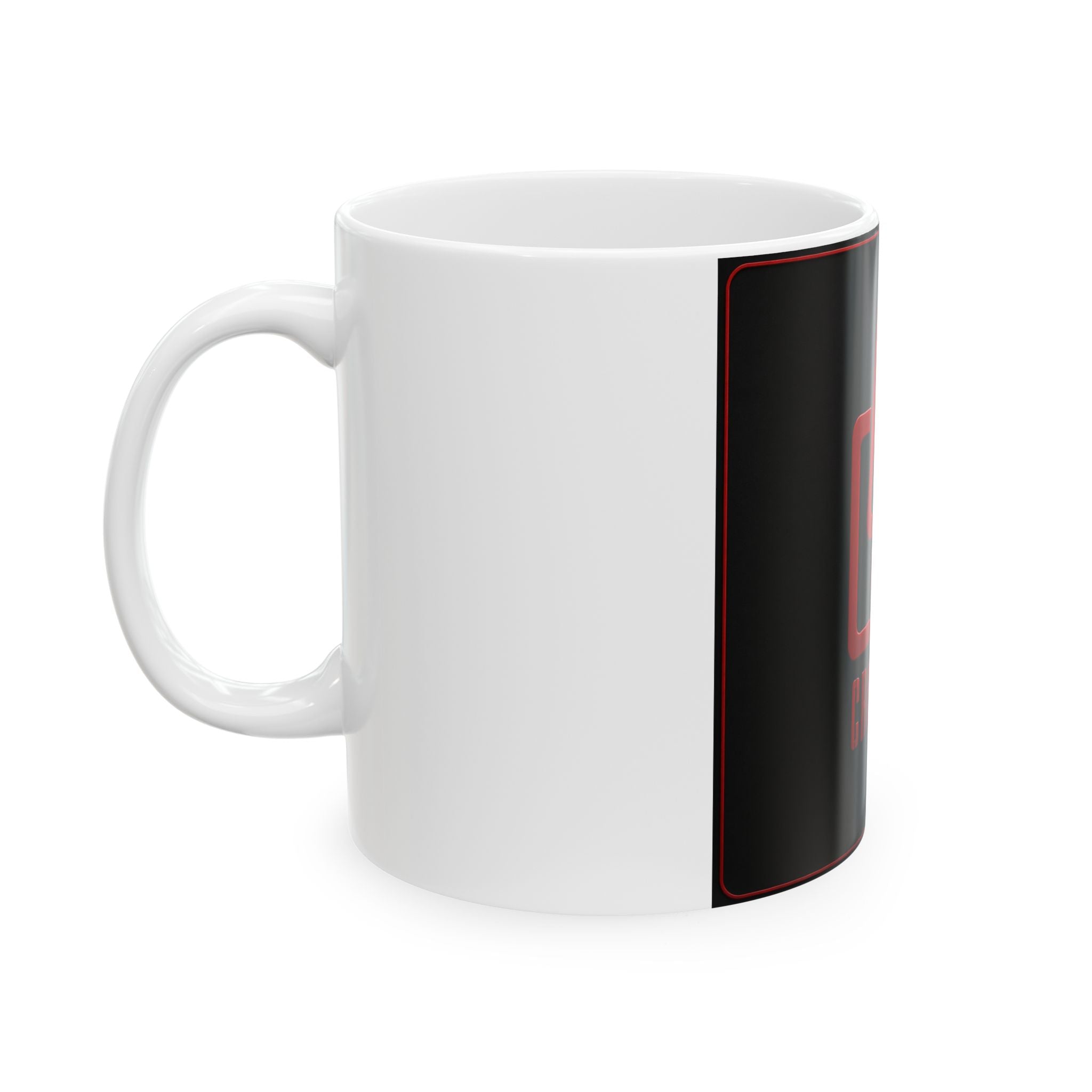 Crossco Logo Ceramic Mug — Black & Red Branded Coffee Cup (11oz, 15oz)