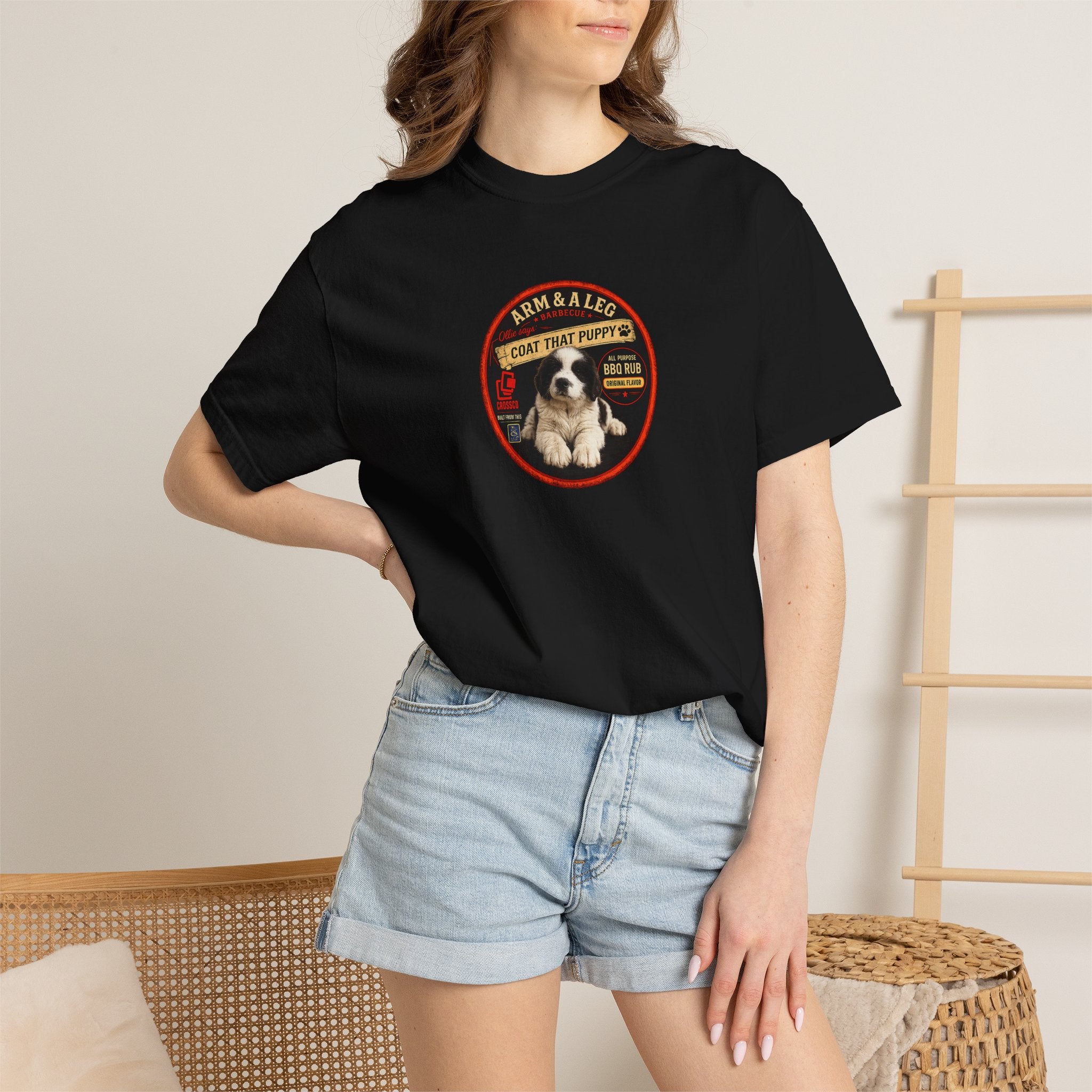 Arm & A Leg BBQ T-Shirt – “Coat That Puppy” Ollie Landseer Newfoundland Tee