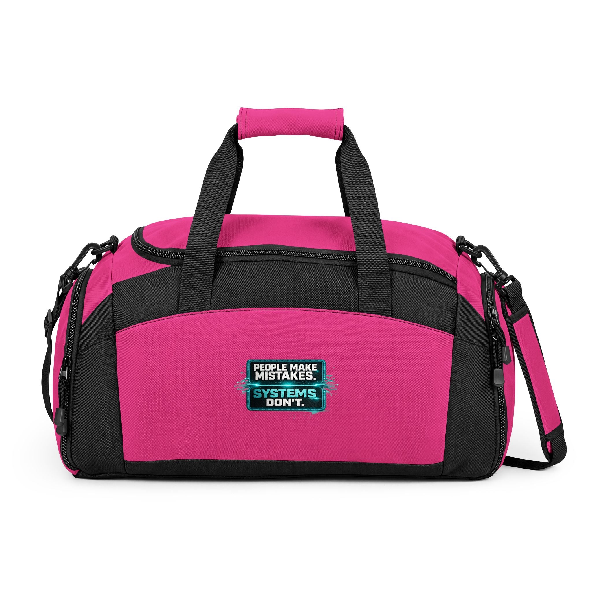 Krebs are Solutions Gym Bag — 'People Make Mistakes, Systems Don’t' Motivational Workout Duffel