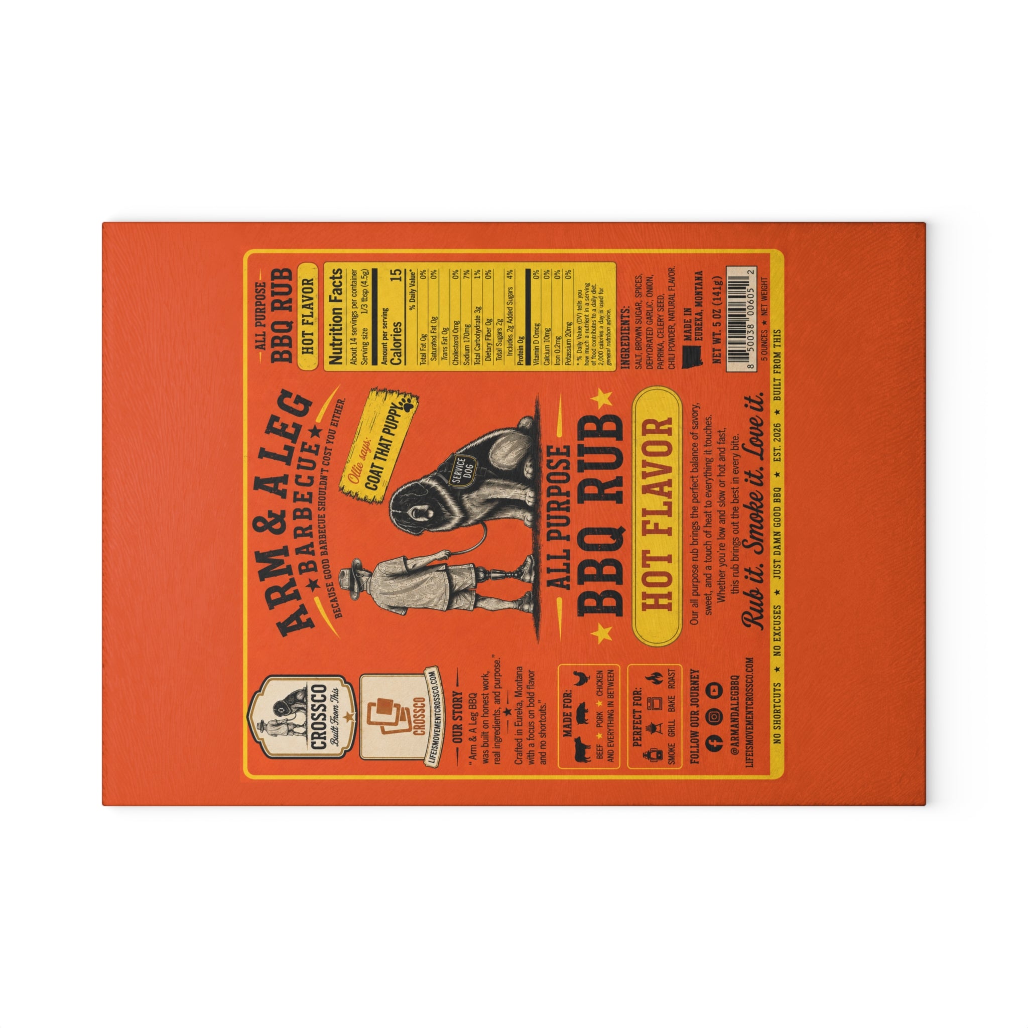 Arm & A Leg Barbecue Hot Flavor Glass Cutting Board