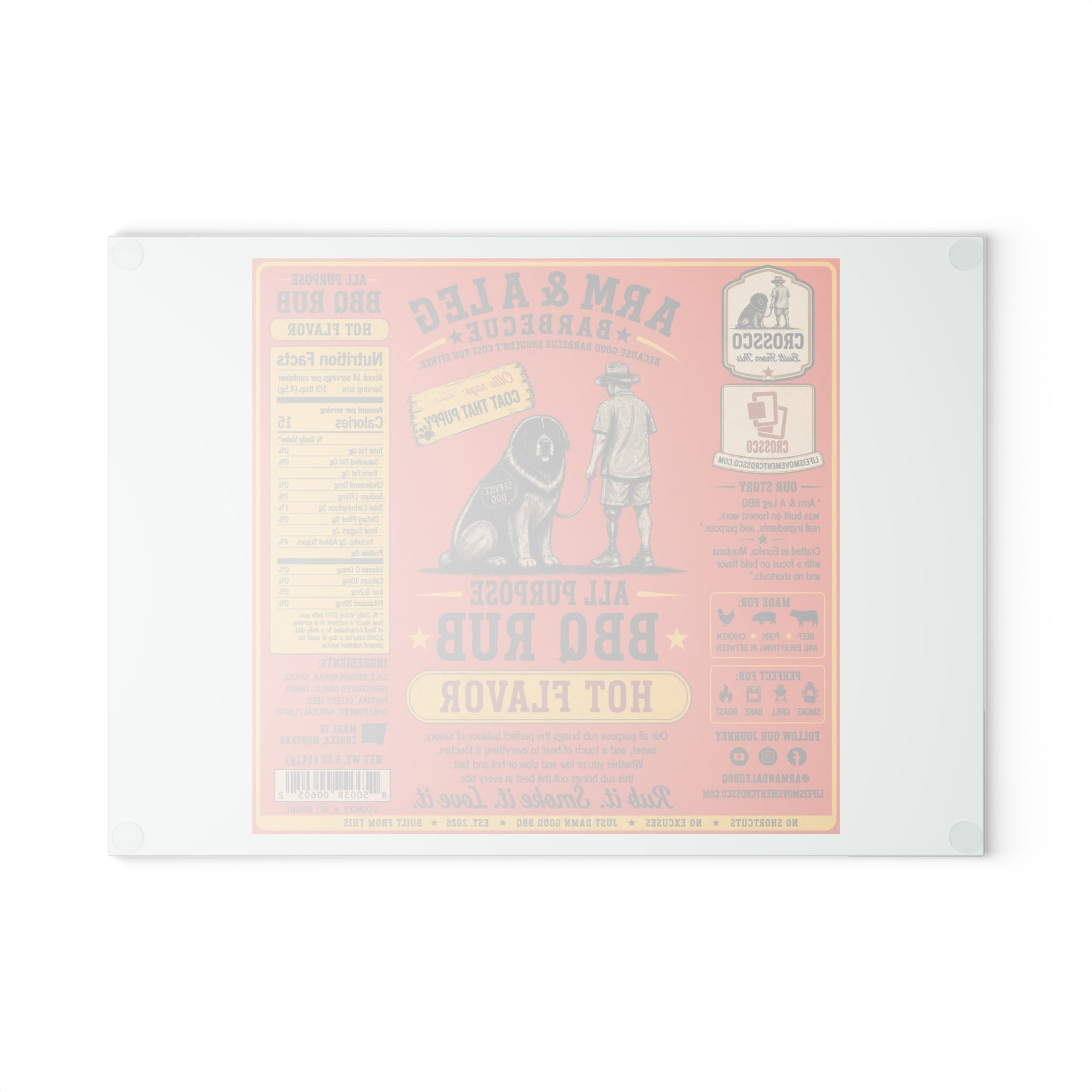 Arm & A Leg Barbecue Hot Flavor Glass Cutting Board