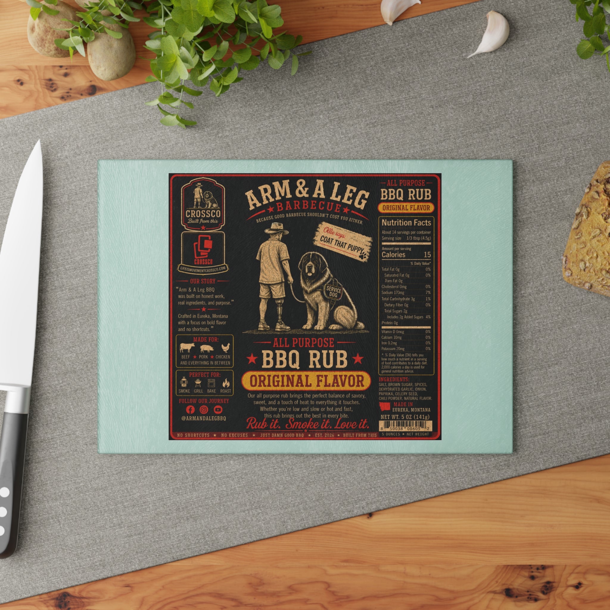 Arm & A Leg Barbecue Original Flavor Glass Cutting Board