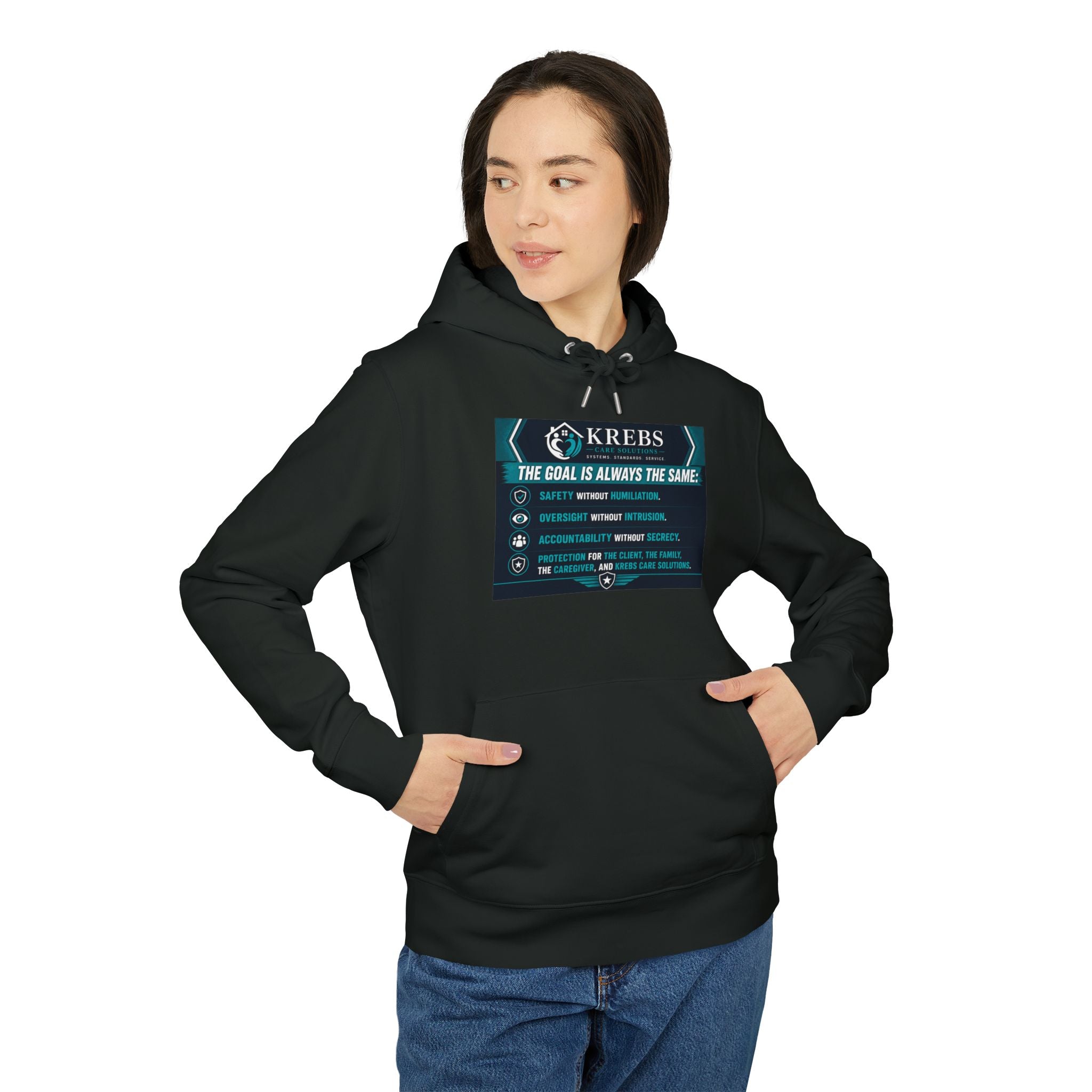Krebs Care Solutions Goal Hoodie — “The Goal Is Always the Same” Graphic Pullover