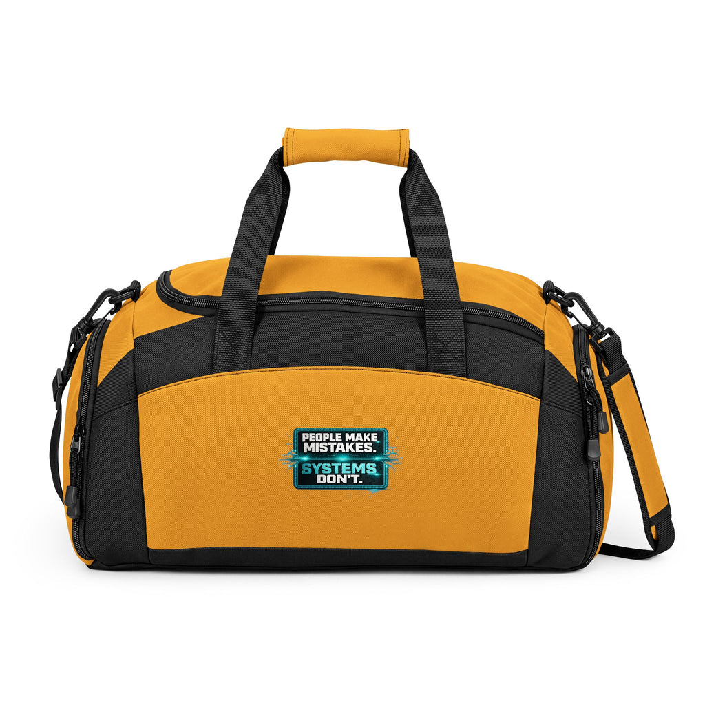 Krebs are Solutions Gym Bag — 'People Make Mistakes, Systems Don’t' Motivational Workout Duffel