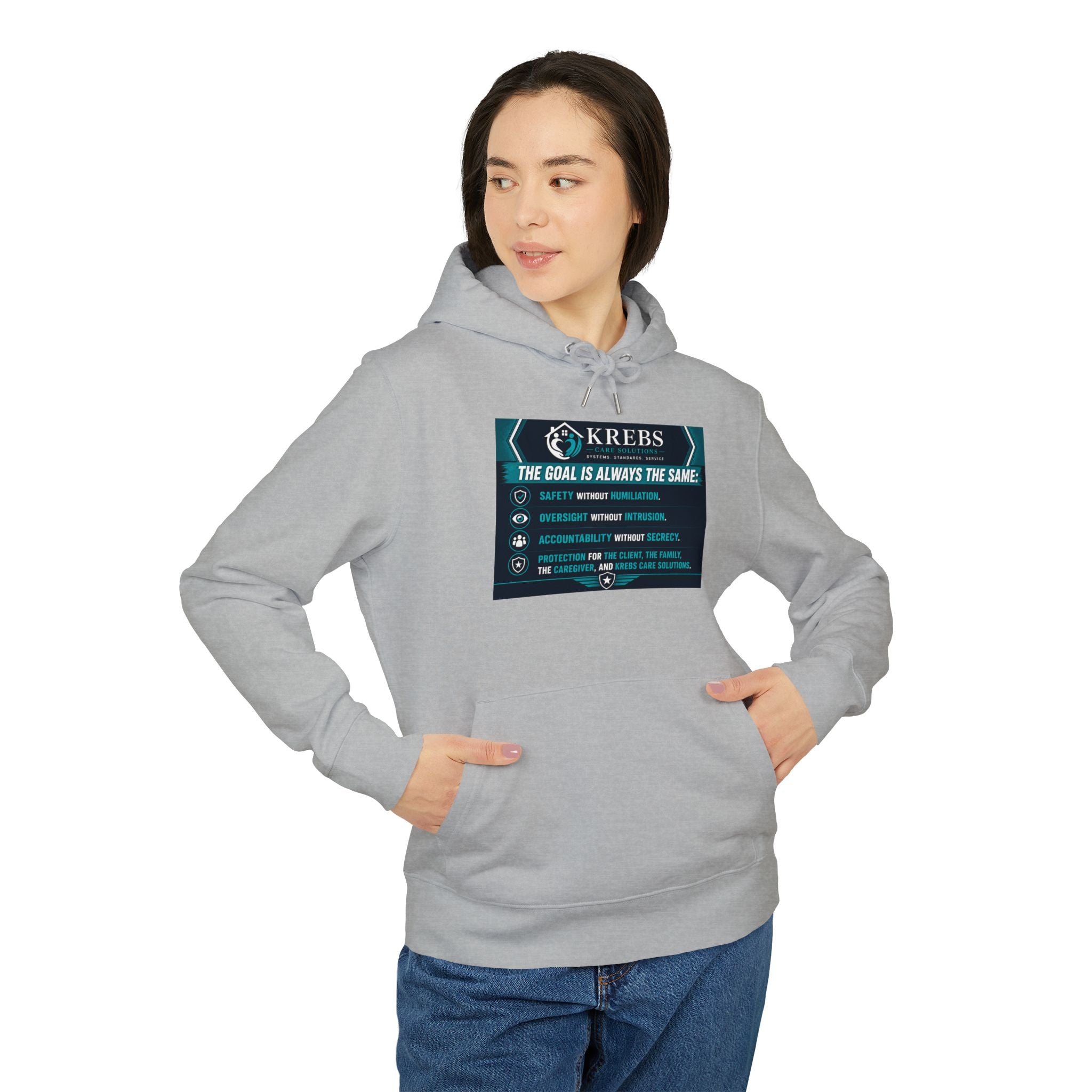 Krebs Care Solutions Goal Hoodie — “The Goal Is Always the Same” Graphic Pullover