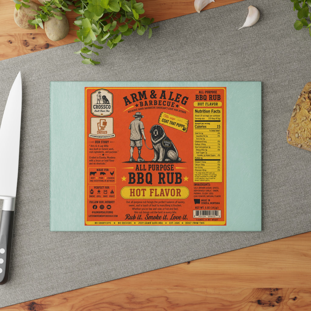 Arm & A Leg Barbecue Hot Flavor Glass Cutting Board