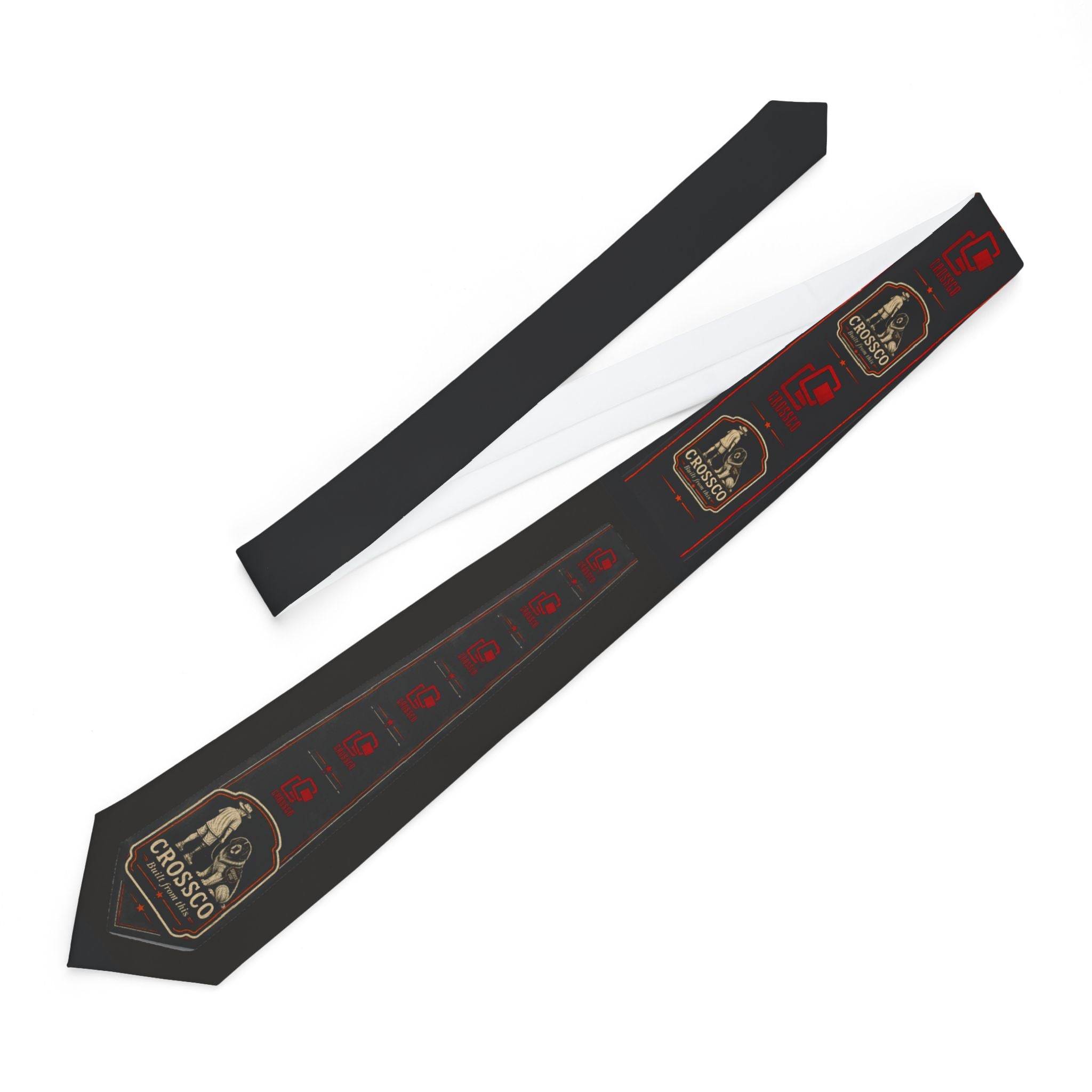 Necktie — Retro CrossCo Logo Dark  Necktie with Red Icon Strip