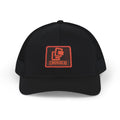 CrossCo Logo Snapback Trucker Cap — Embroidered Black & White Mesh Hat