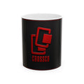 Crossco Logo Ceramic Mug — Black & Red Branded Coffee Cup (11oz, 15oz)