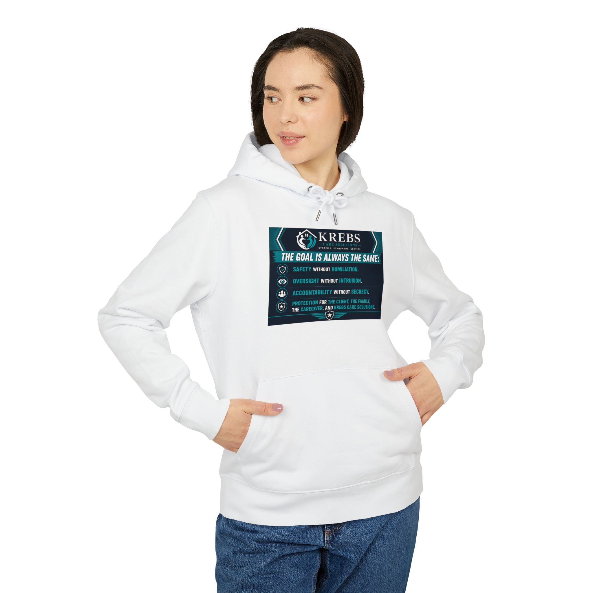 Krebs Care Solutions Goal Hoodie — “The Goal Is Always the Same” Graphic Pullover
