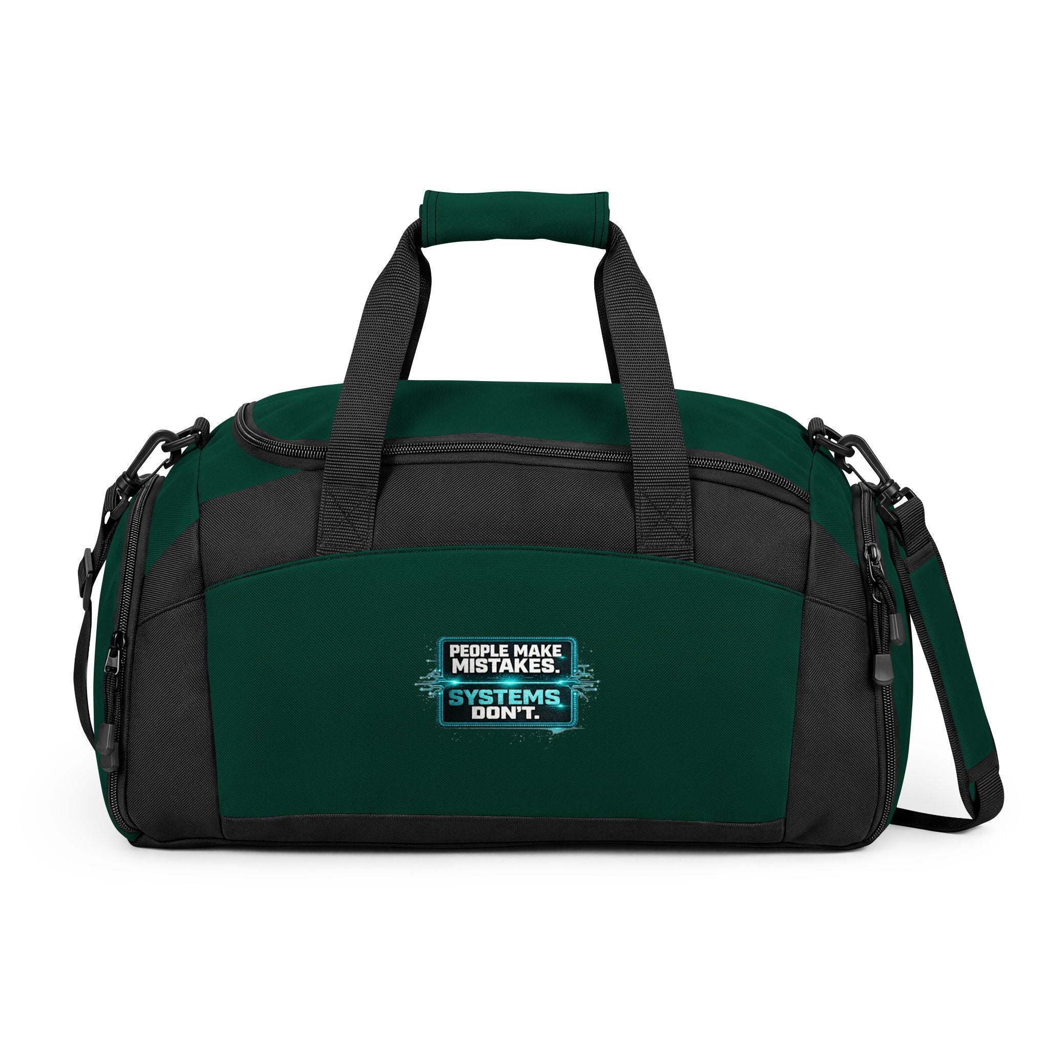 Krebs are Solutions Gym Bag — 'People Make Mistakes, Systems Don’t' Motivational Workout Duffel