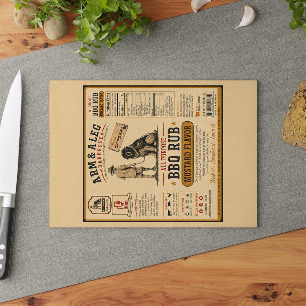 Arm & A Leg Barbecue Mustard Flavor Glass Cutting Board
