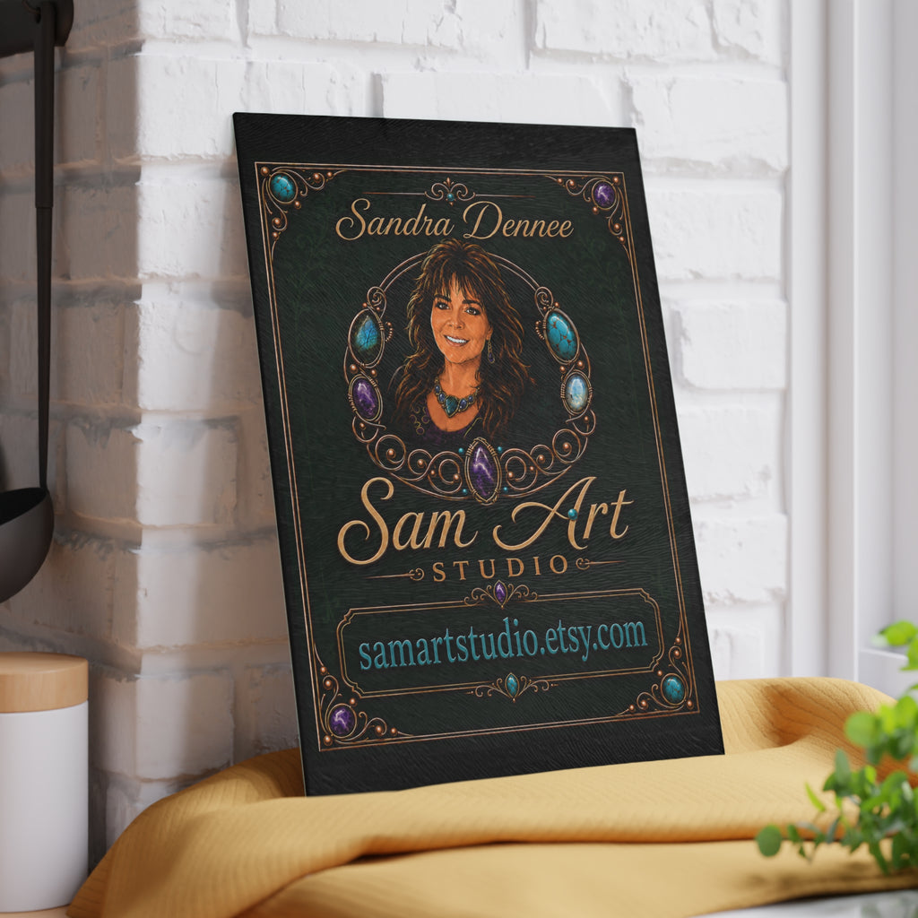 Sam Art Studio Decorative Glass Cutting Board — 'Sam Art Studio' Portrait & Jewelry Motif