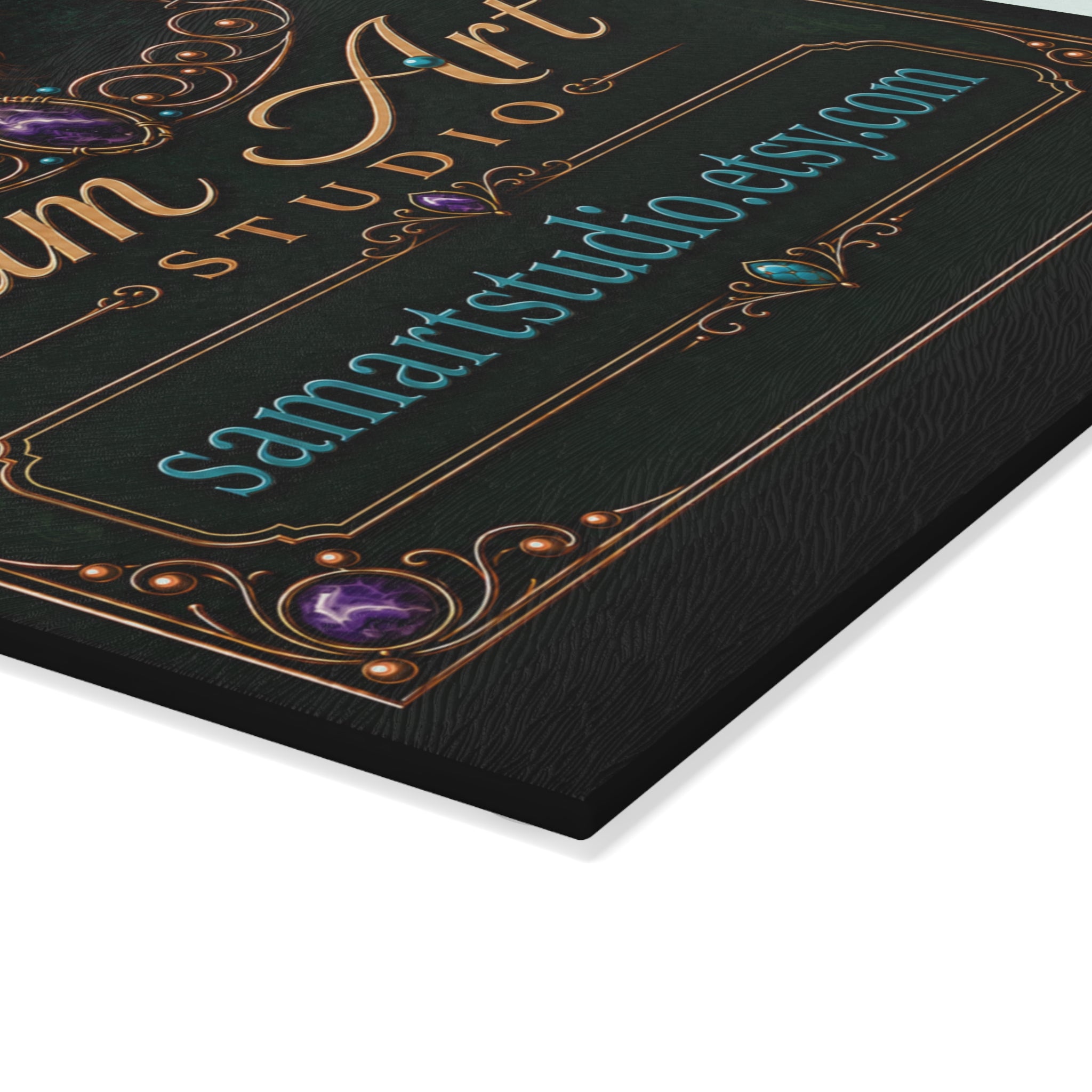 Sam Art Studio Decorative Glass Cutting Board — 'Sam Art Studio' Portrait & Jewelry Motif