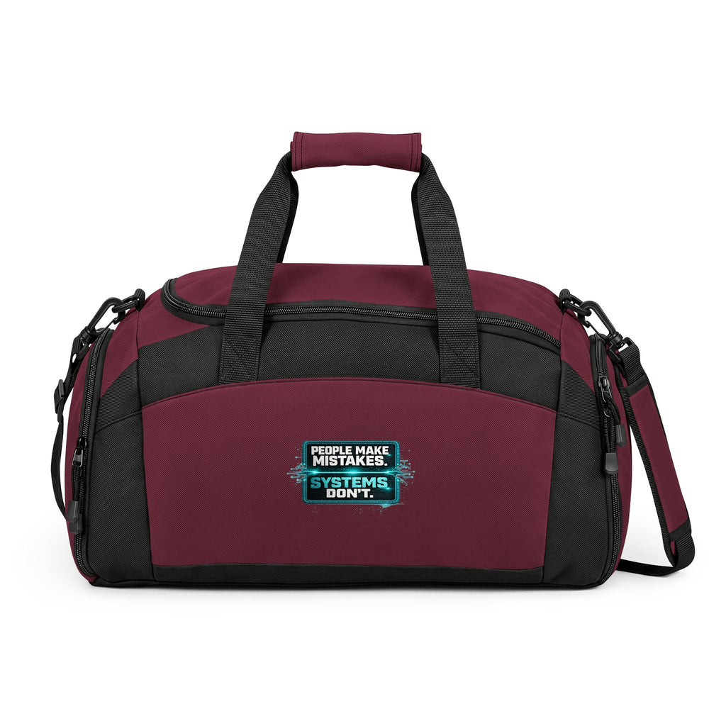 Krebs are Solutions Gym Bag — 'People Make Mistakes, Systems Don’t' Motivational Workout Duffel
