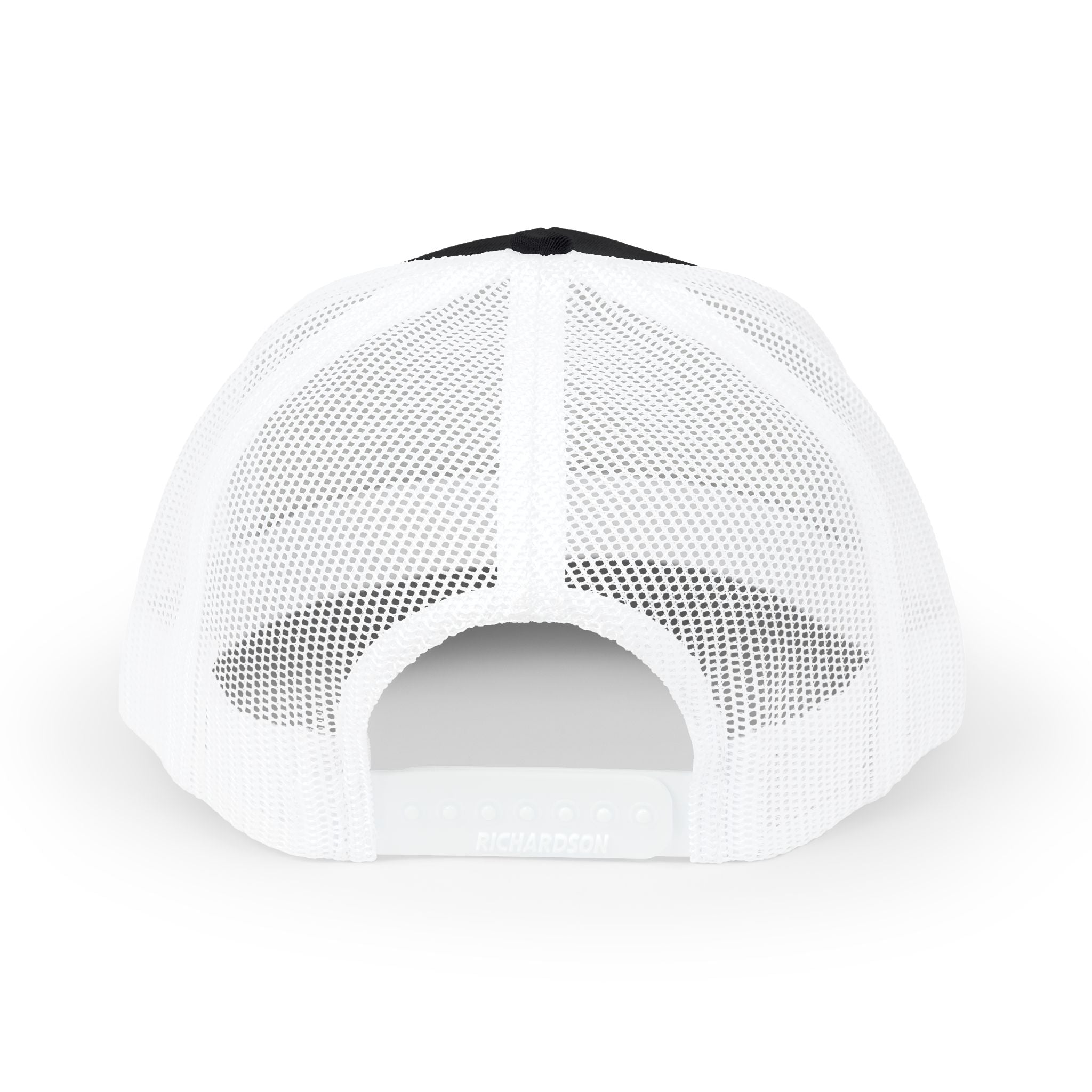 CrossCo Logo Snapback Trucker Cap — Embroidered Black & White Mesh Hat