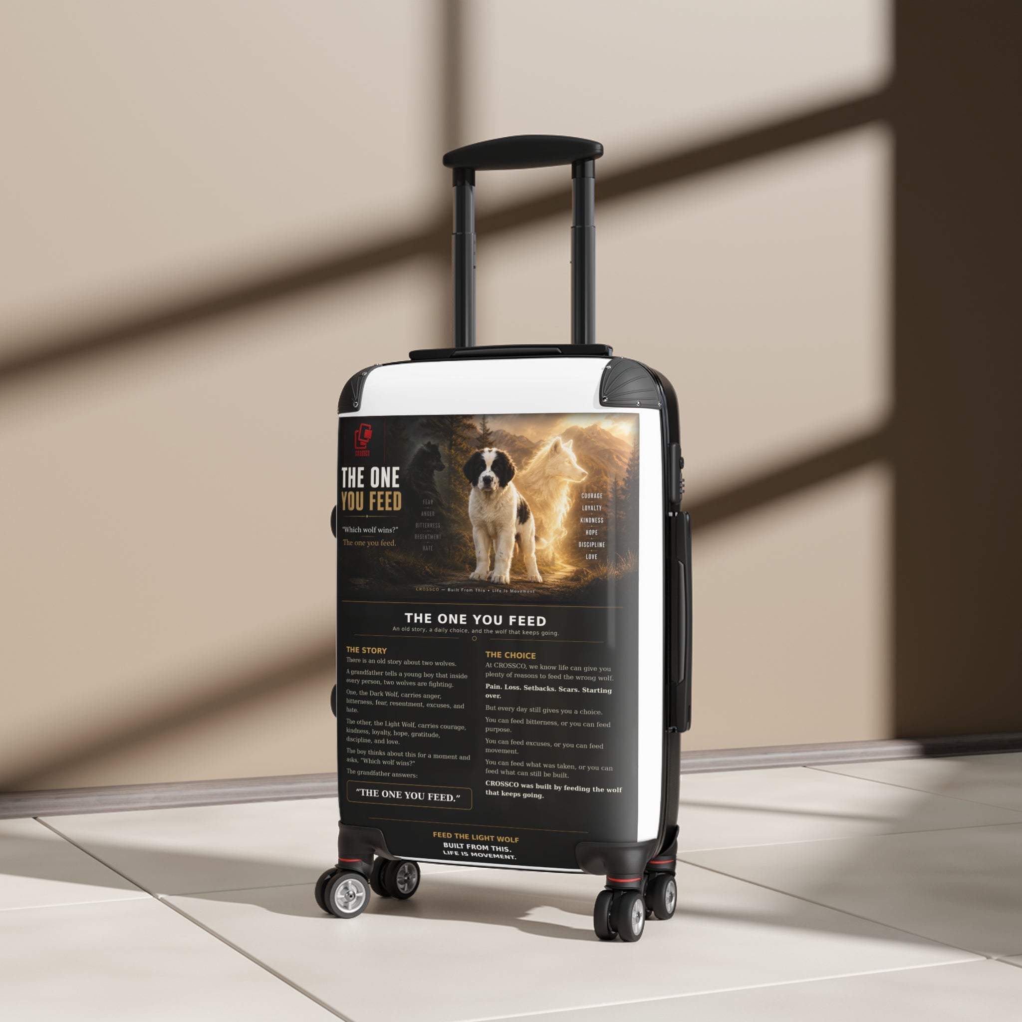 CrossCo “The One You Feed” Rolling Suitcase