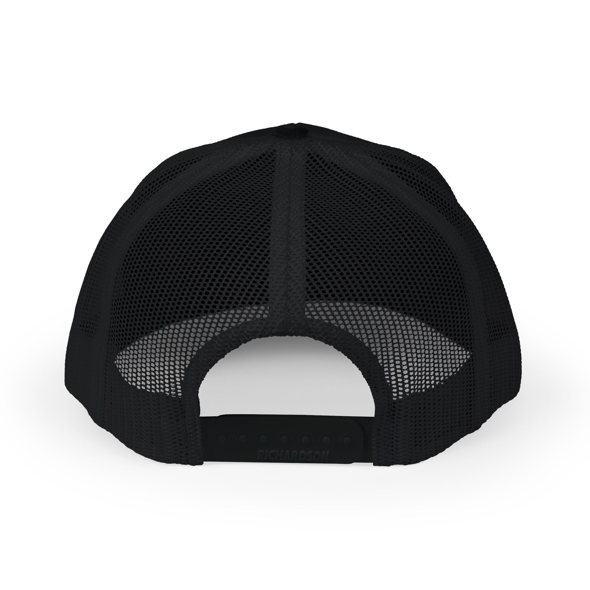 CrossCo Logo Snapback Trucker Cap — Embroidered Black & White Mesh Hat