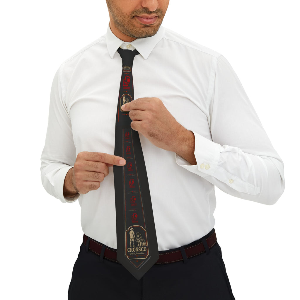 Necktie — Retro CrossCo Logo Dark  Necktie with Red Icon Strip