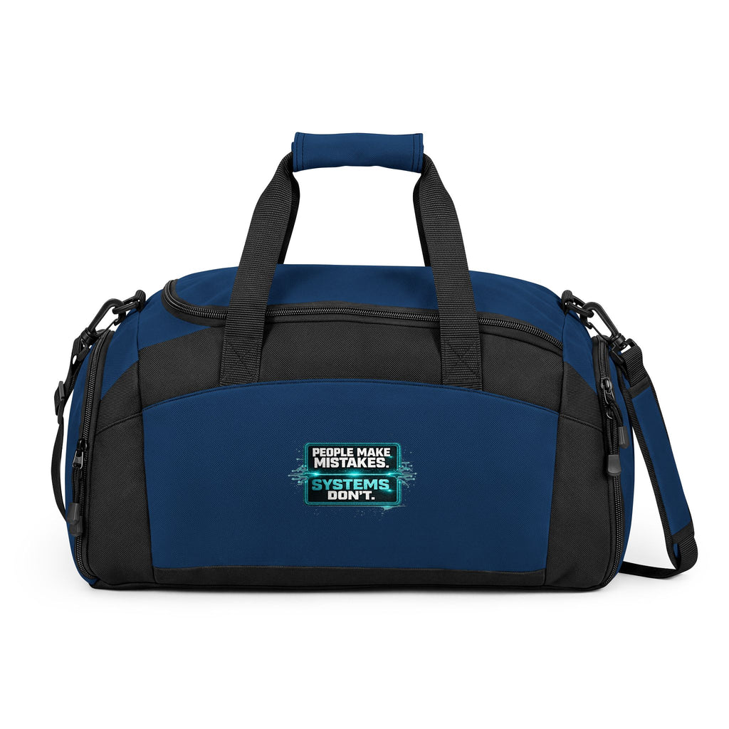 Krebs are Solutions Gym Bag — 'People Make Mistakes, Systems Don’t' Motivational Workout Duffel