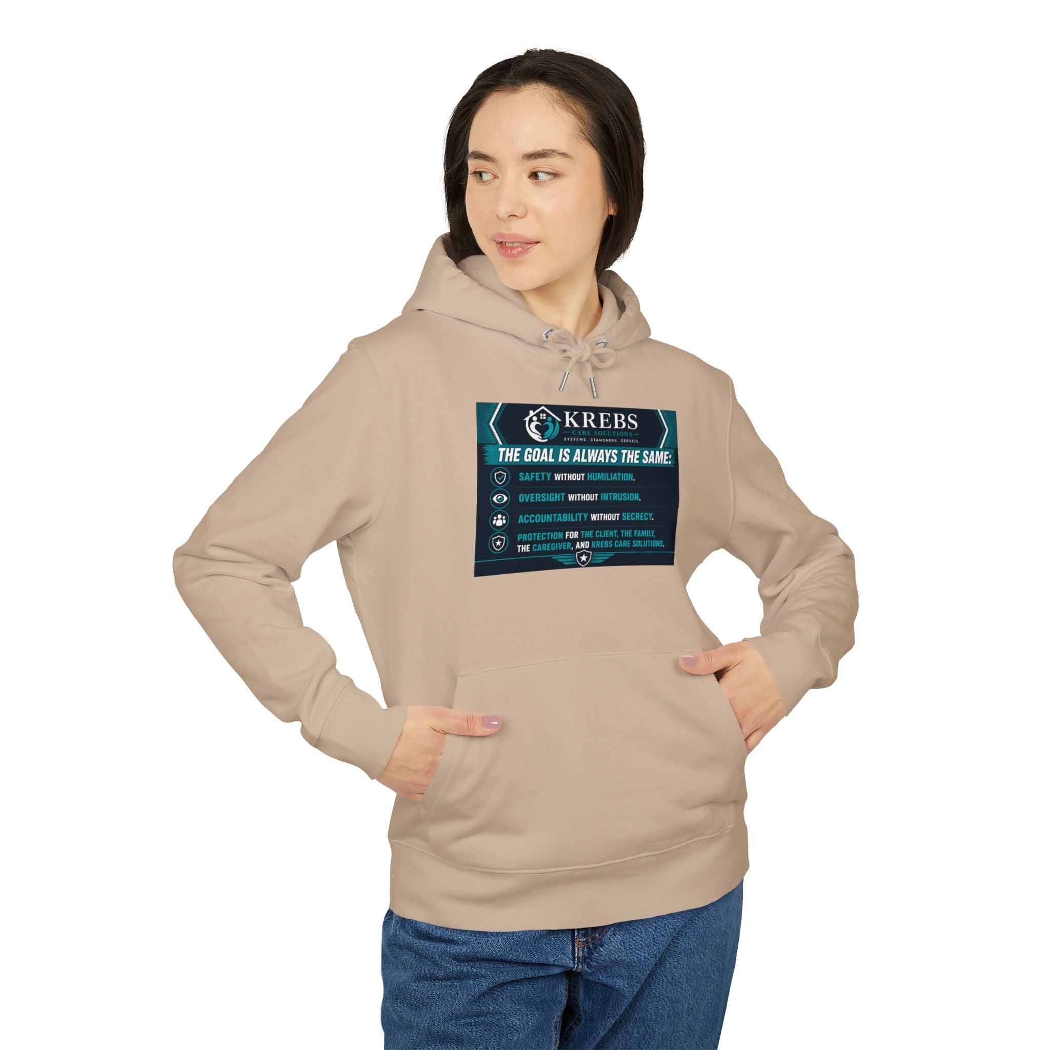 Krebs Care Solutions Goal Hoodie — “The Goal Is Always the Same” Graphic Pullover